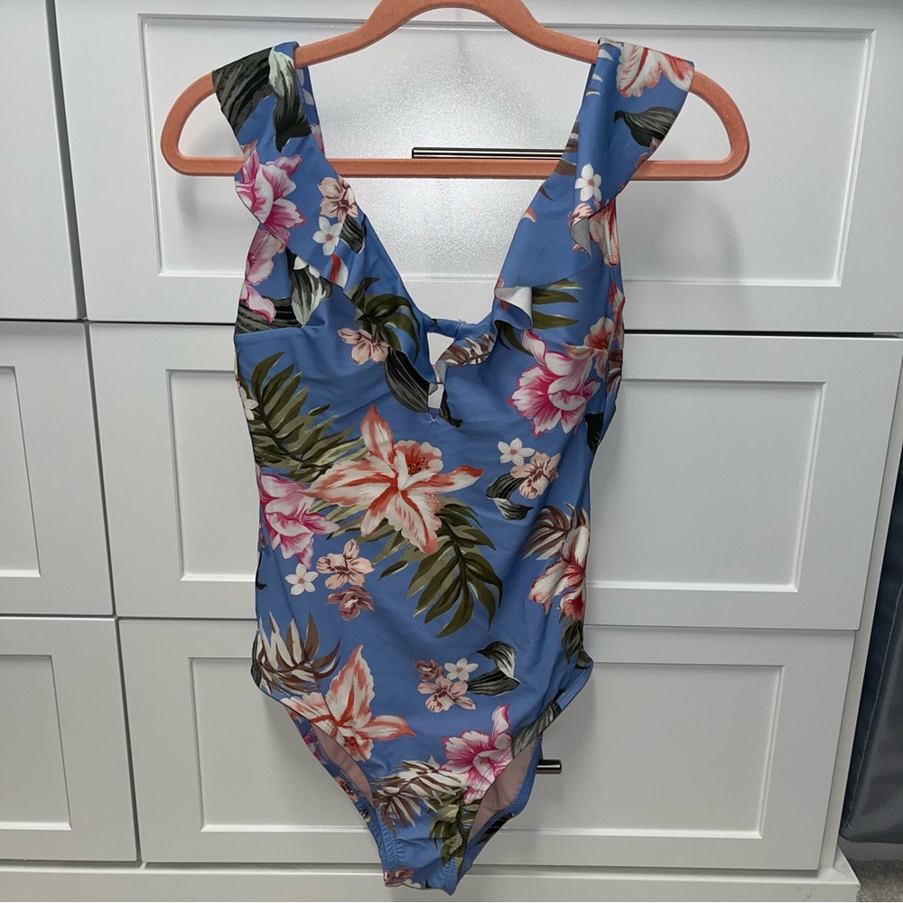 Kona Sol Blue Floral Swimsuit